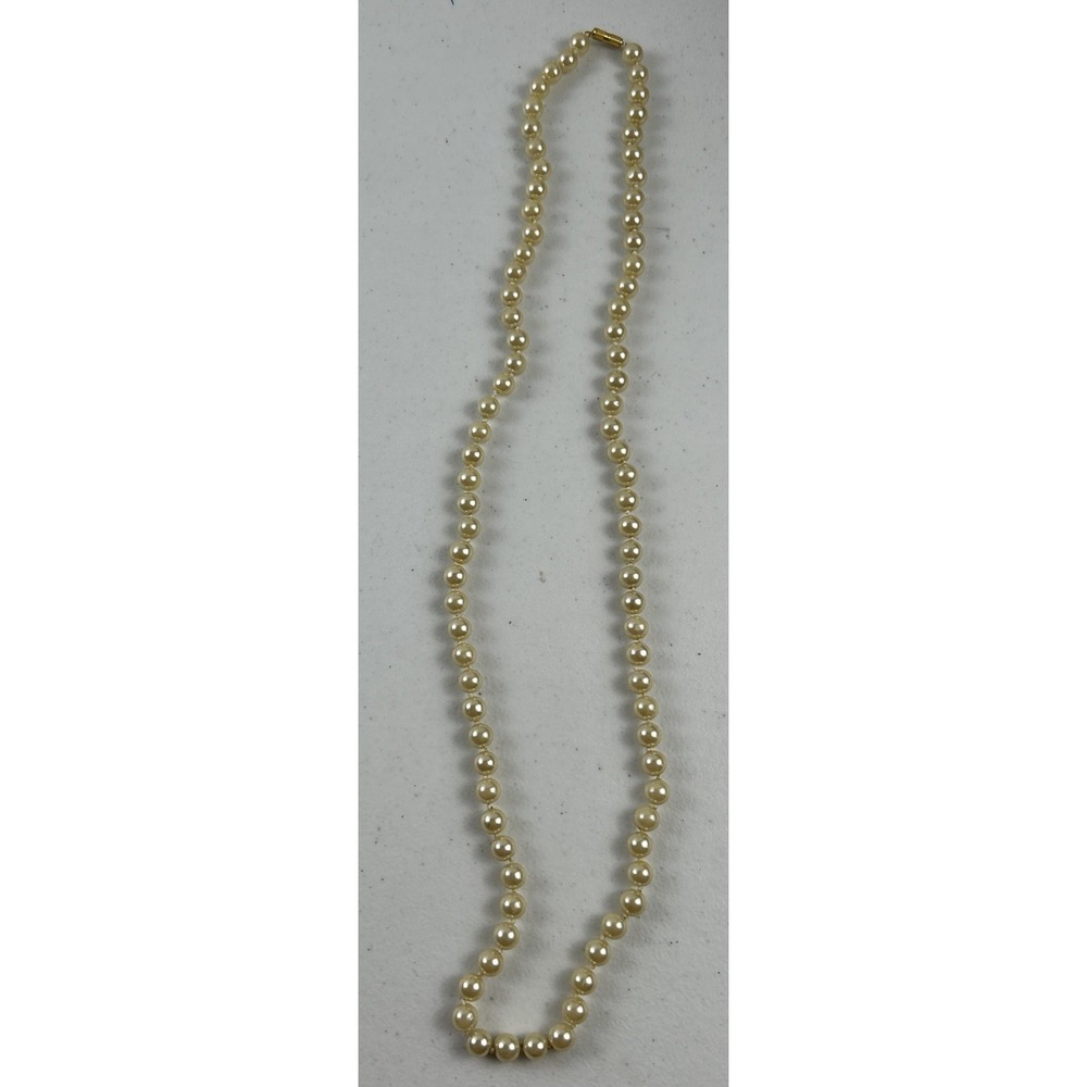 VTG Cream Beaded Pearl‎ Style Necklace 14" Gold Tone